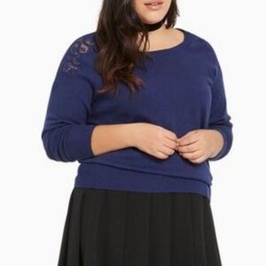 Torrid Royal Blue Lace Detail Sweater